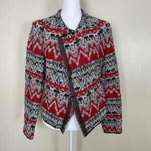 IRO Jacket Womens 40 US 8 Patterned KROE 16S Cropped Blazer Aztec Red Black